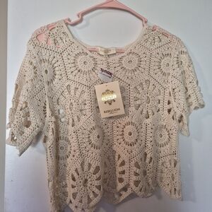 Rebellion Beige Crochet Blouse